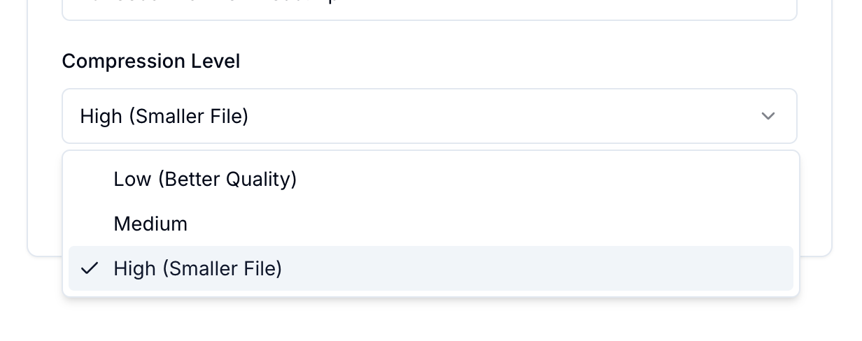 Elige la configuración de compresión